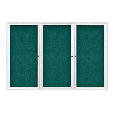 United Visual Products Sliding Door Indoor Enclosed Corkboard, 9 UV9030ACSH-SATIN-MEDGRY